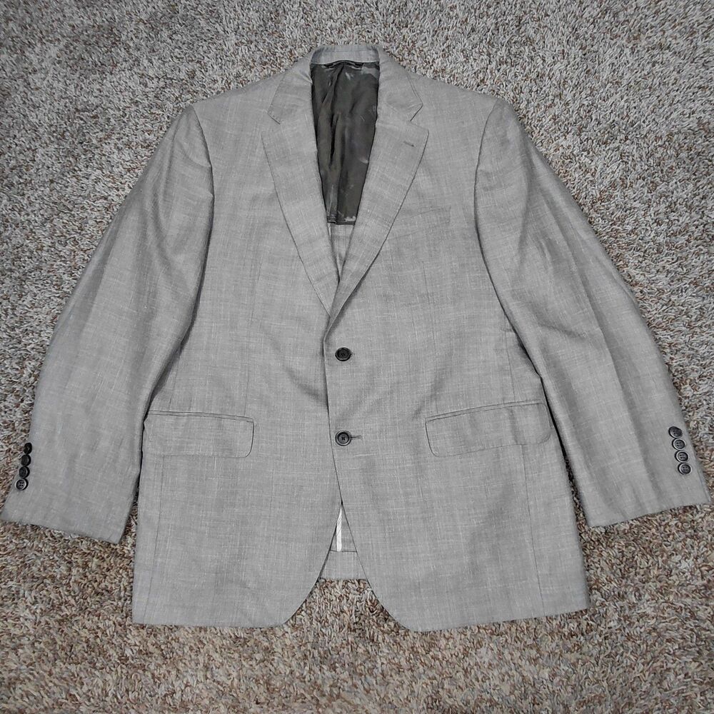 Jack Victor Loro Piana Summertime Blazer 44R Grey Herringbone Wool Silk Linen